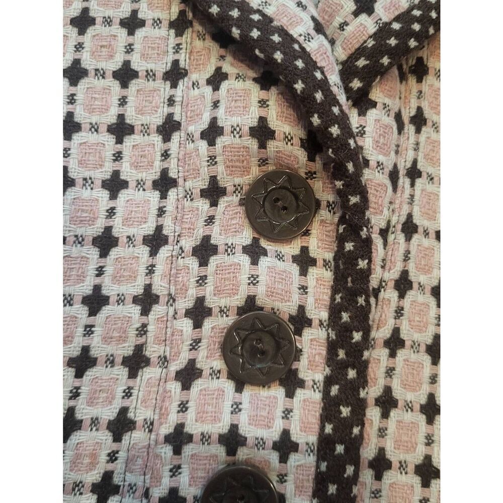 Neesh D.A.R. Anthropologie Jacket Women's Medium Pink Brown Tweed Flare Preppy - Picture 4 of 4